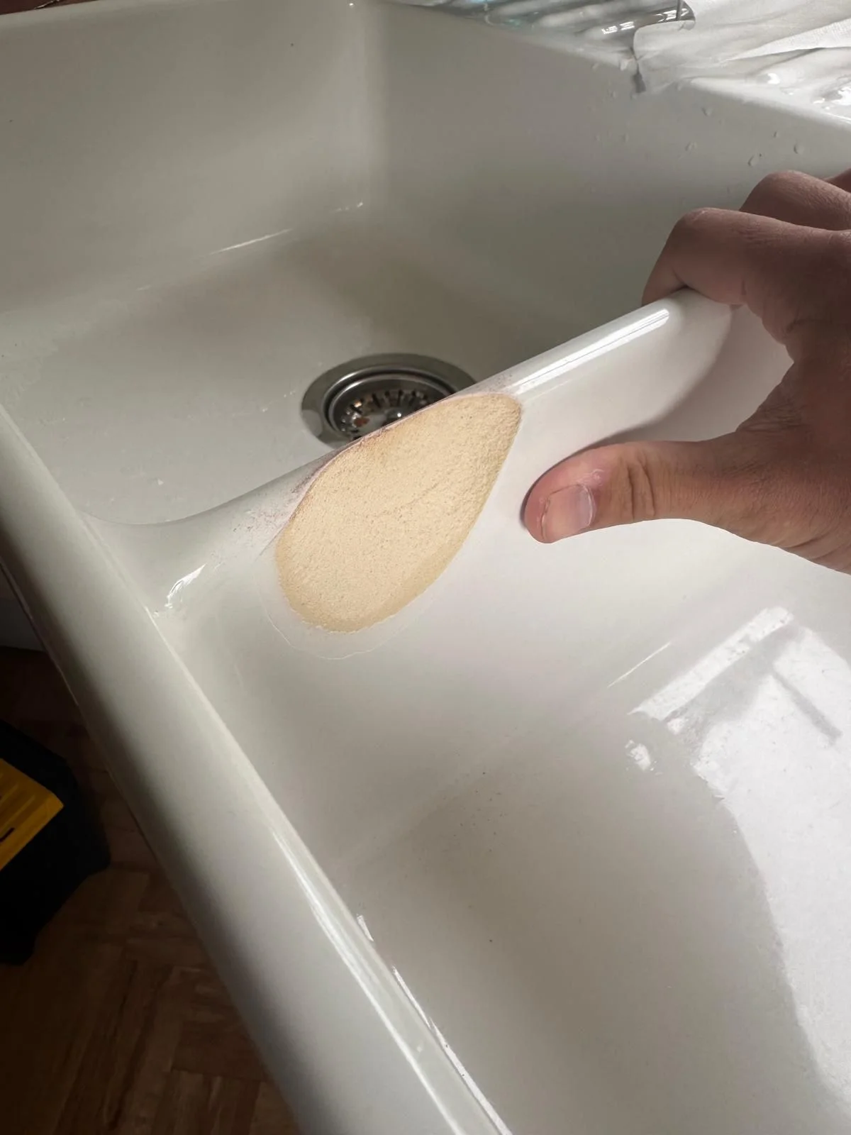 Kitchen sink surface repair — Before